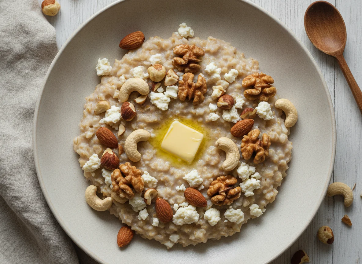 Каша с сыром, орехами и маслом photo
