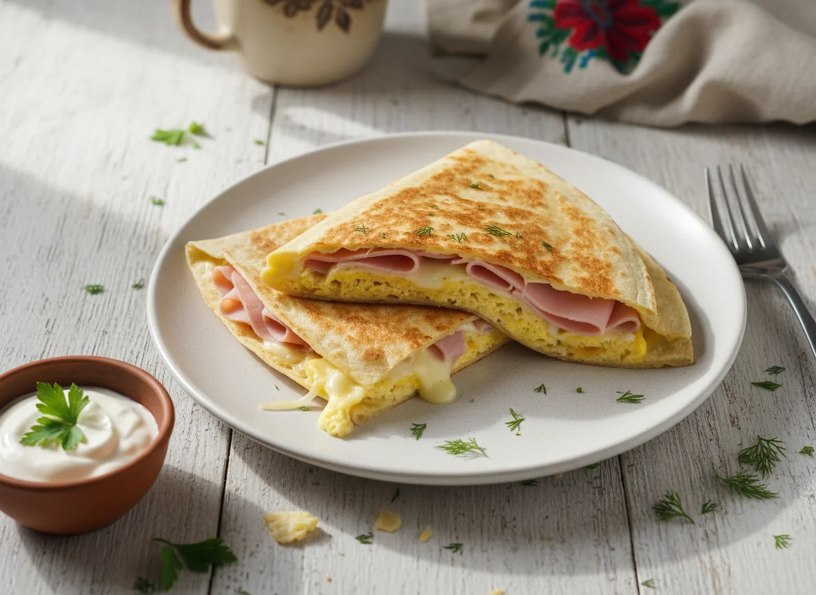 Кесадилья с яйцом и ветчиной photo