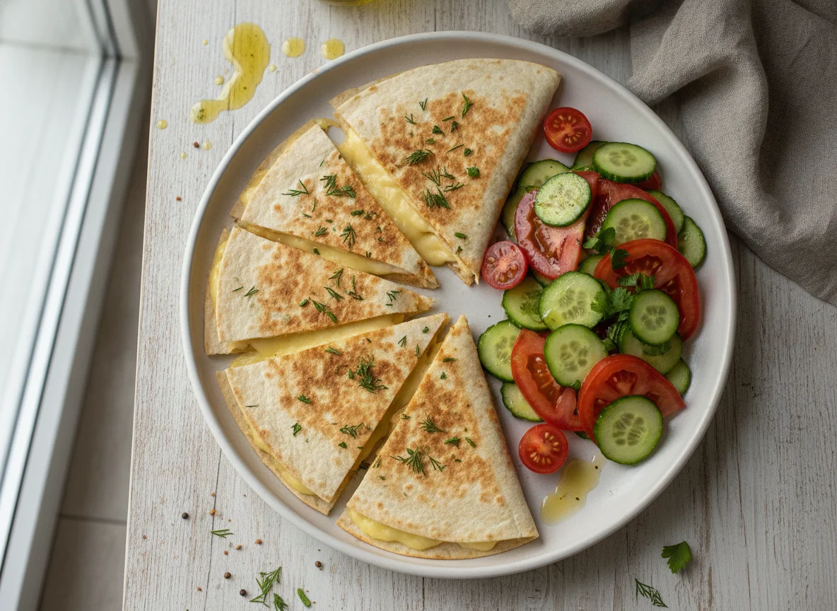 Кесадилья с овощным салатом photo
