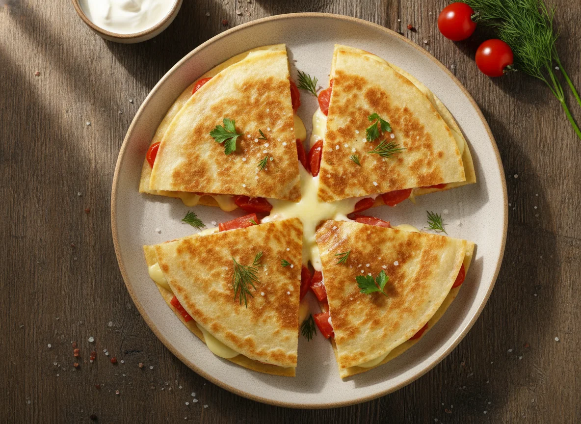 Кесадилья с помидорами и сыром photo