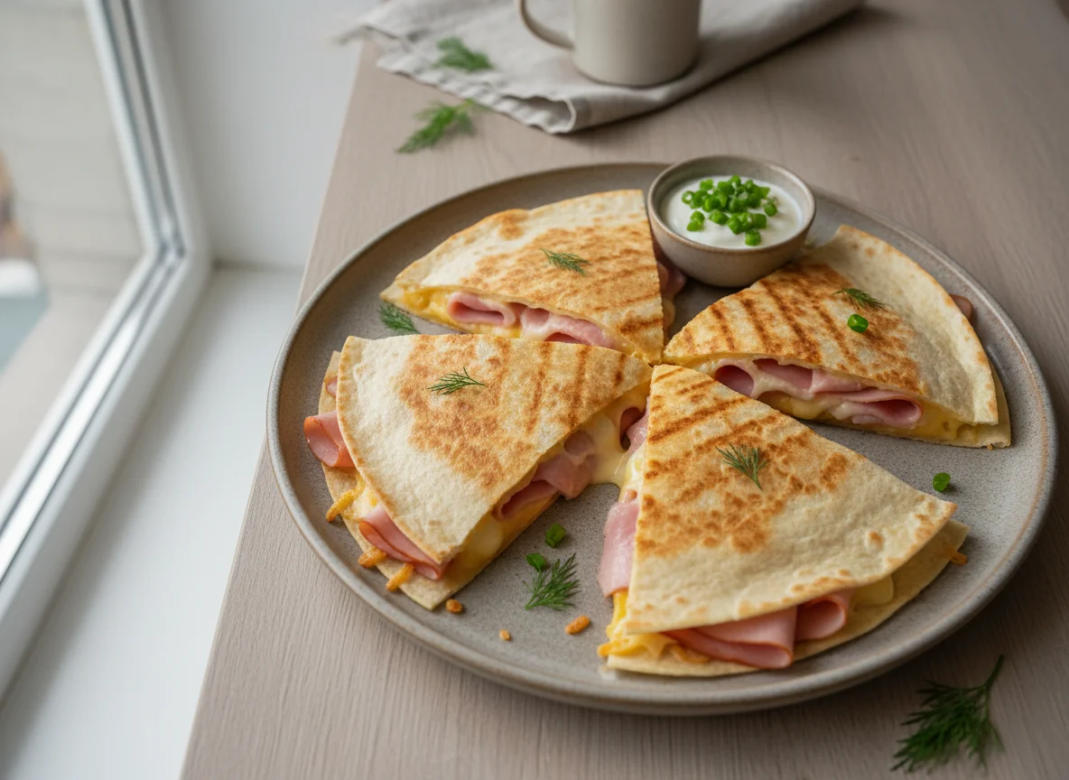 Кесадилья с сыром и ветчиной photo