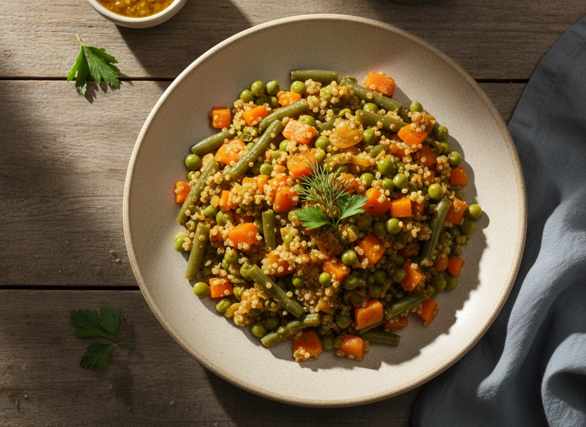 Киноа с овощами в соусе photo