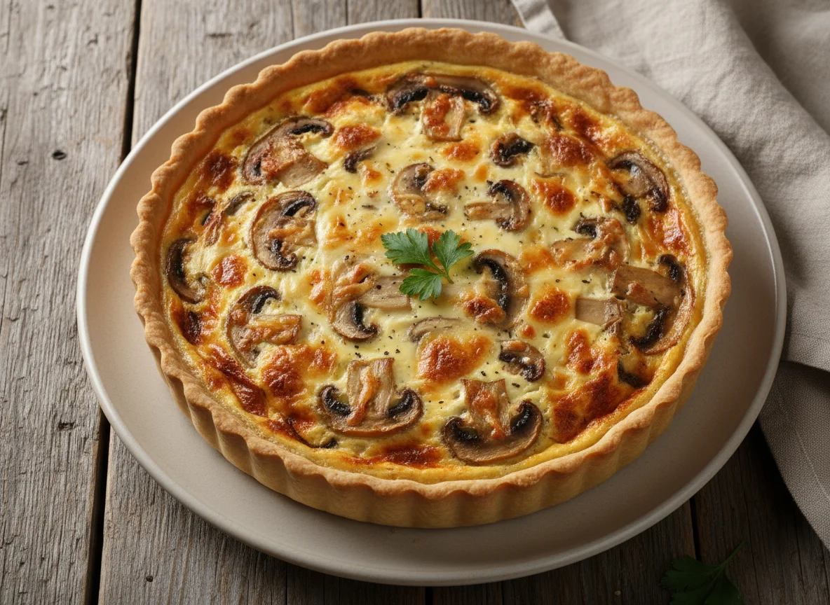 Киш с грибами и сыром photo