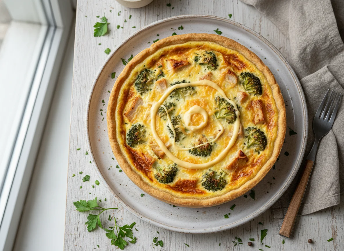 Киш с курицей, брокколи и сыром photo