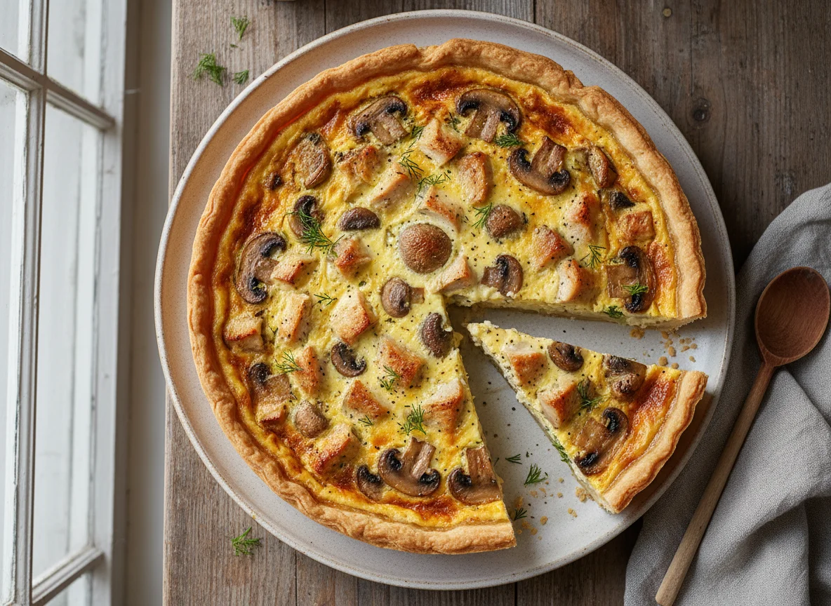 Киш с курицей и грибами photo