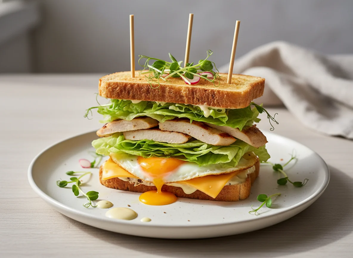 Клубный сэндвич с курицей и яйцом photo