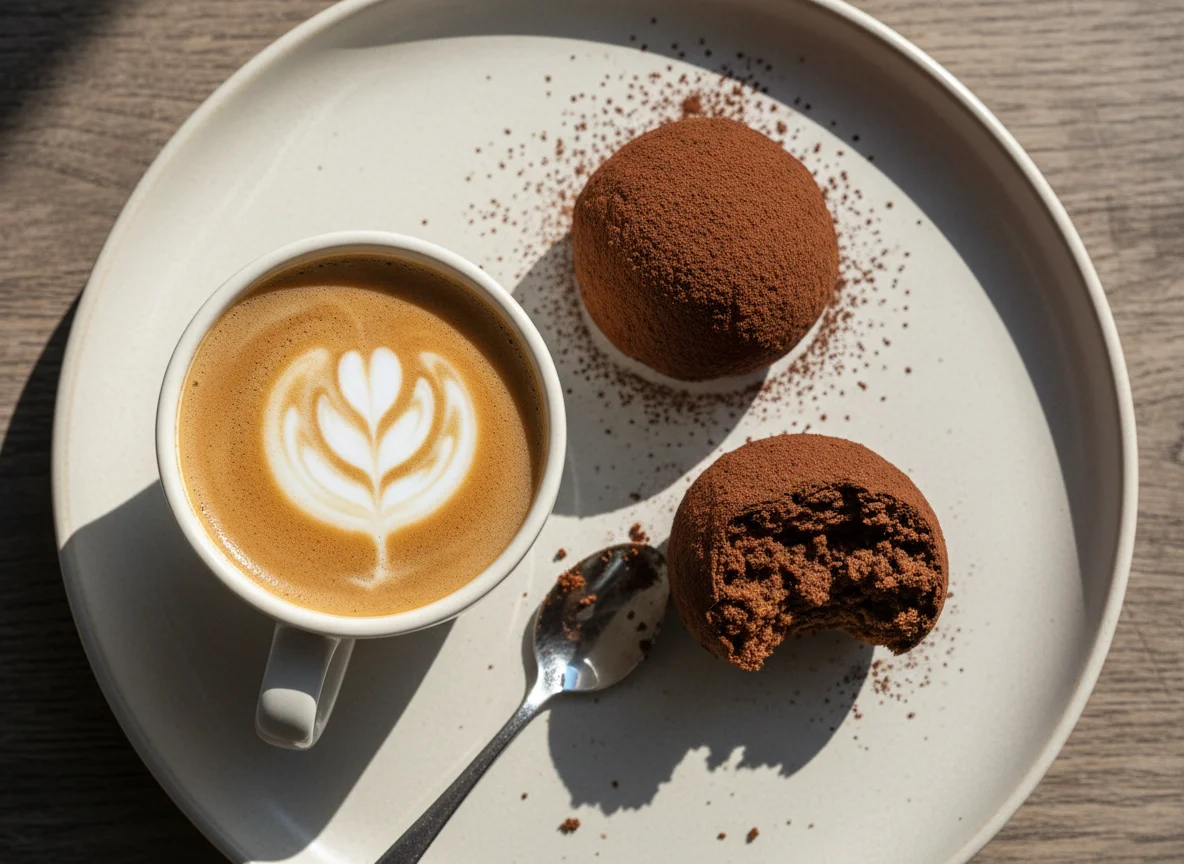 Кофе и пирожное картошка photo