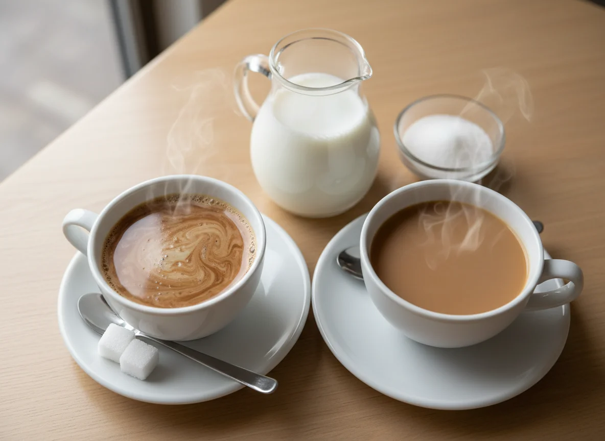 Кофе или чай с молоком photo