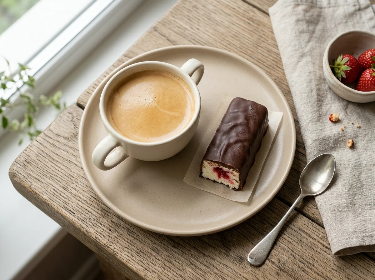 Кофе с молоком и глазированный сырок photo