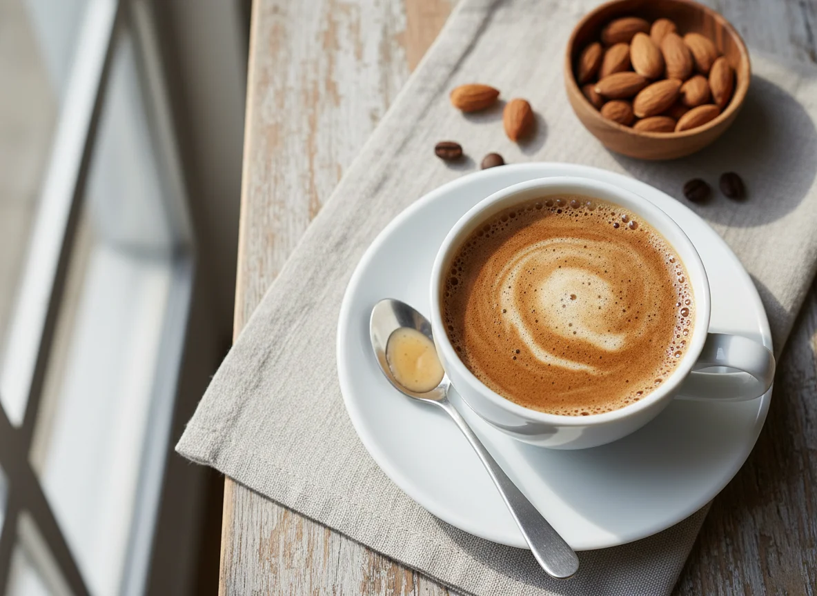 Кофе с сахарозаменителем и миндальным молоком photo