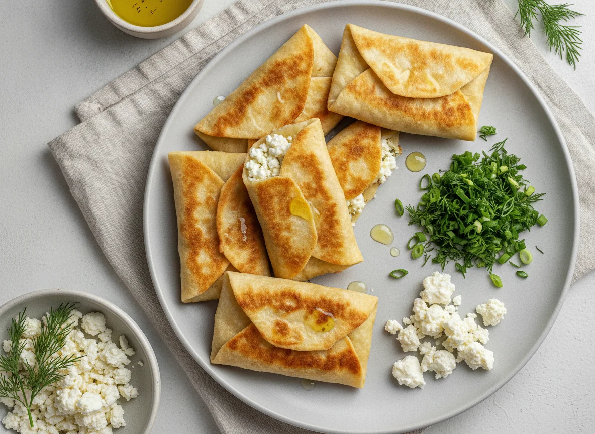 Конвертики из лаваша с творогом и зеленью photo