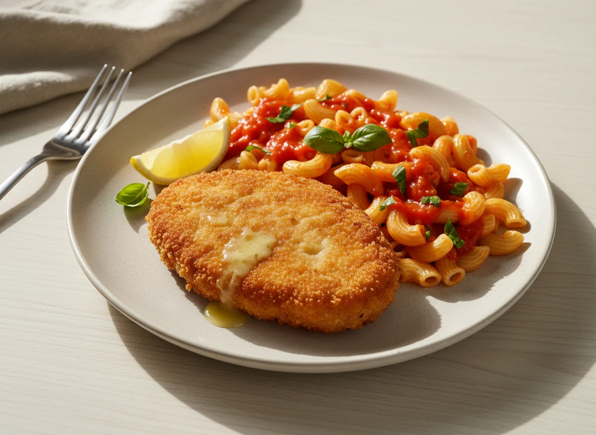 Котлета по-киевски с макаронами photo