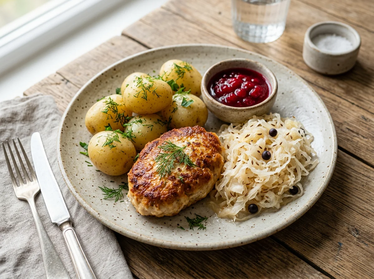 Котлета с картофелем и квашеной капустой photo
