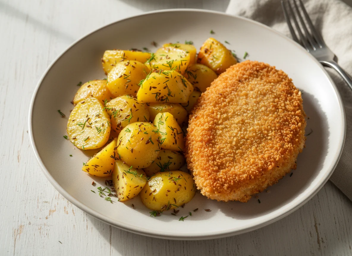 Котлета с запеченным картофелем photo