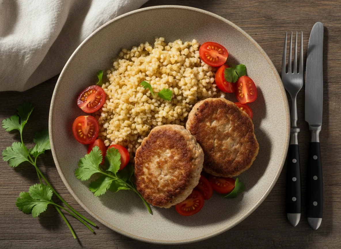 Котлеты с булгуром и свежими овощами photo