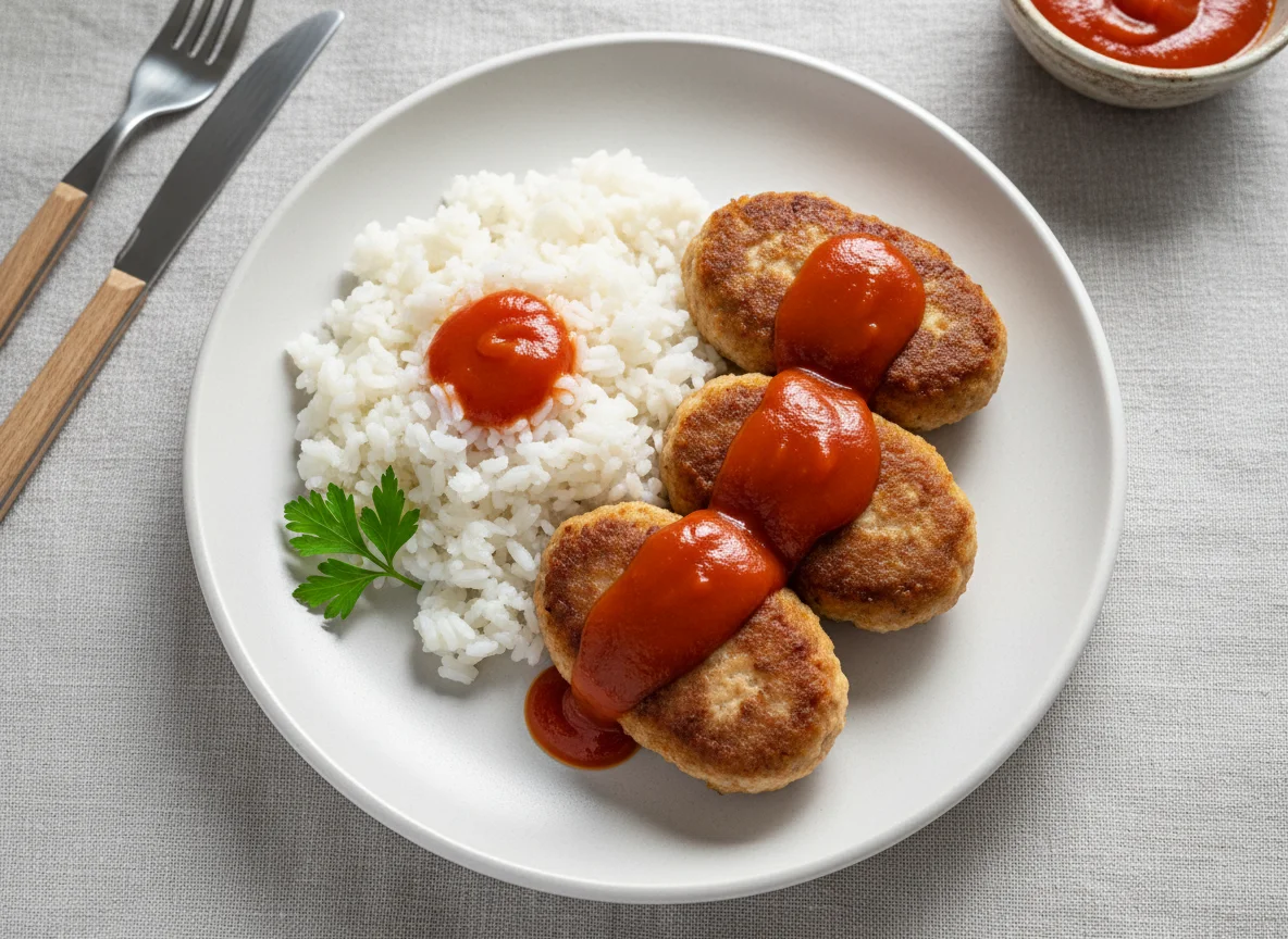 Котлеты с рисом и томатным соусом photo