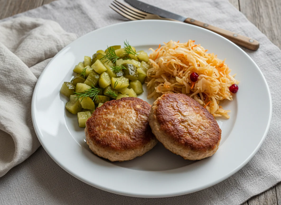 Котлеты с солеными огурцами и квашеной капустой photo