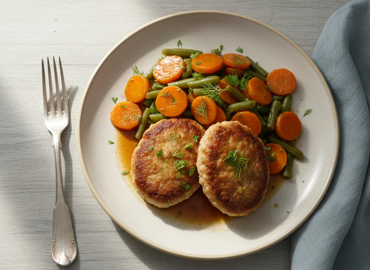 Котлеты с тушеными овощами photo