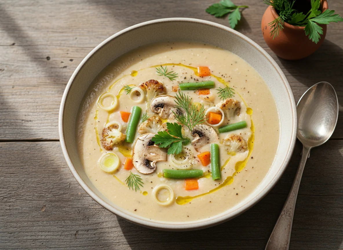 Крем-суп с овощами и грибами photo