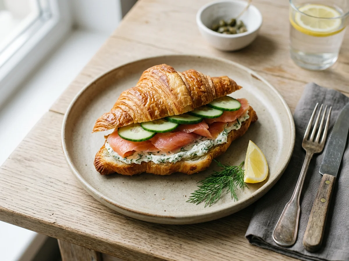 Круассан с лососем photo