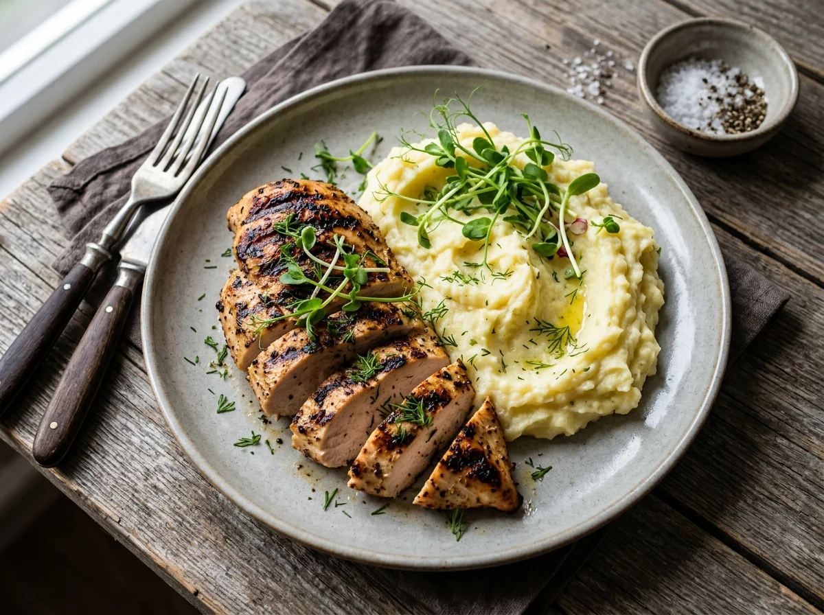 Курица гриль с картофельным пюре photo