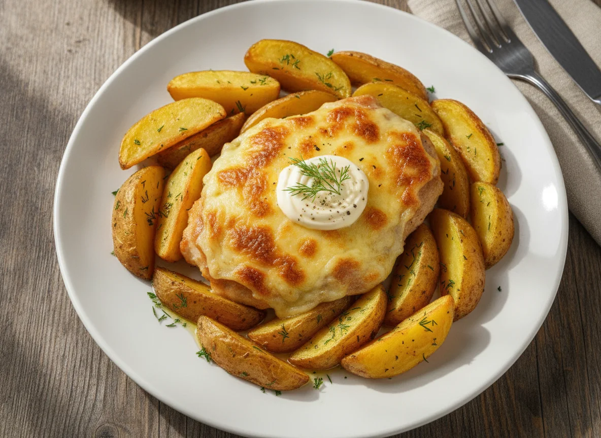 Курица по-французски с запеченным картофелем photo