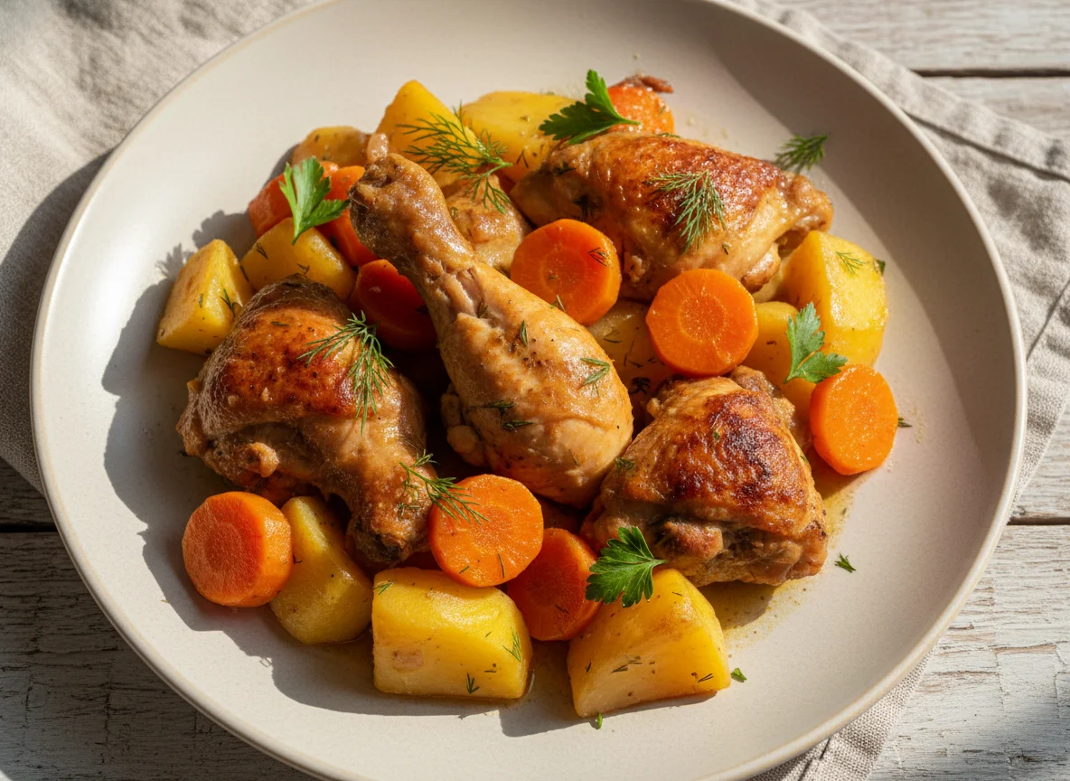 Курица с картофелем и морковью photo