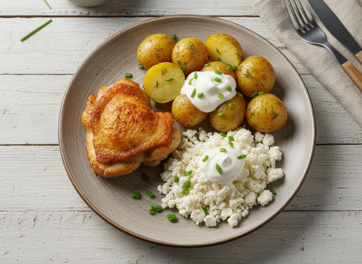 Курица с картофелем и творогом photo