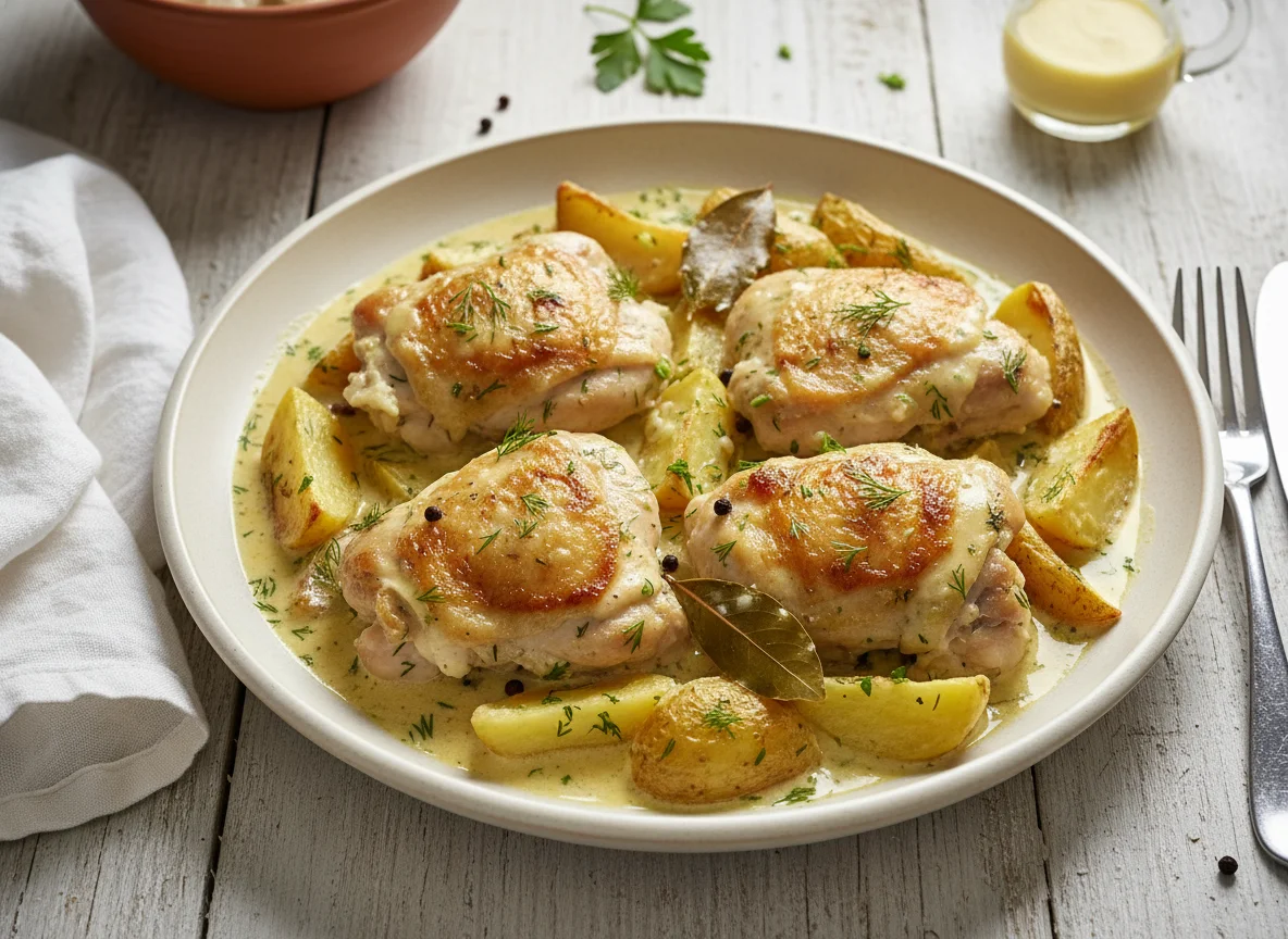 Курица с картофелем в соусе photo