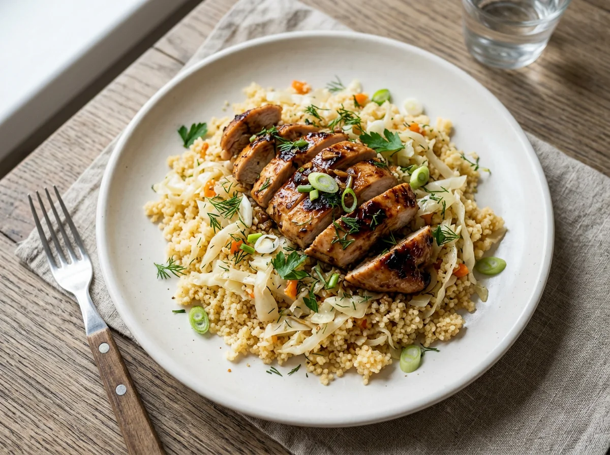 Курица с кускусом и капустой photo