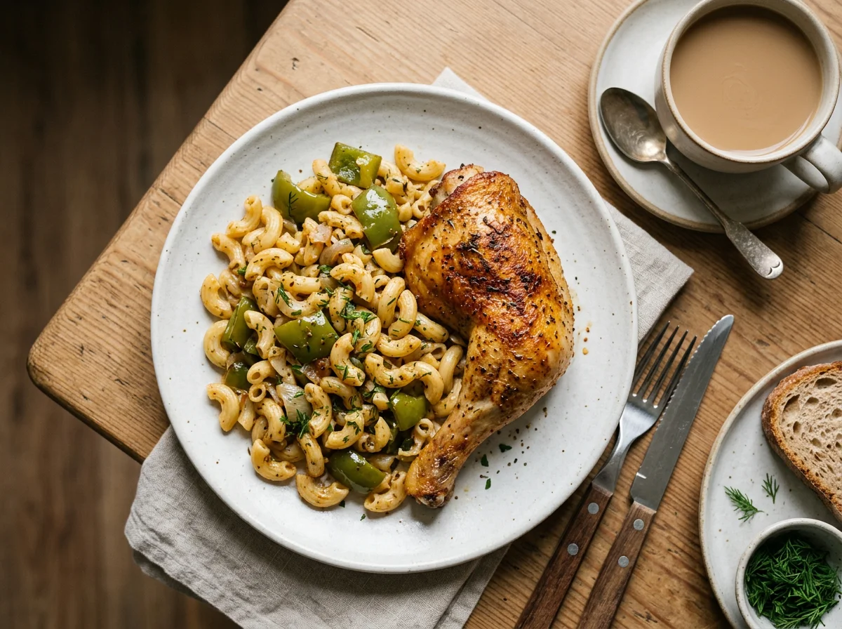 Курица с макаронами и перцем photo