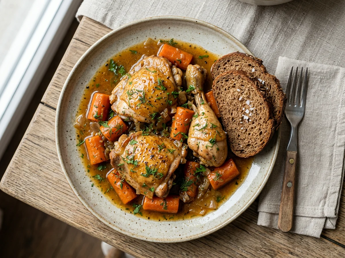 Курица с морковью и хлебом photo