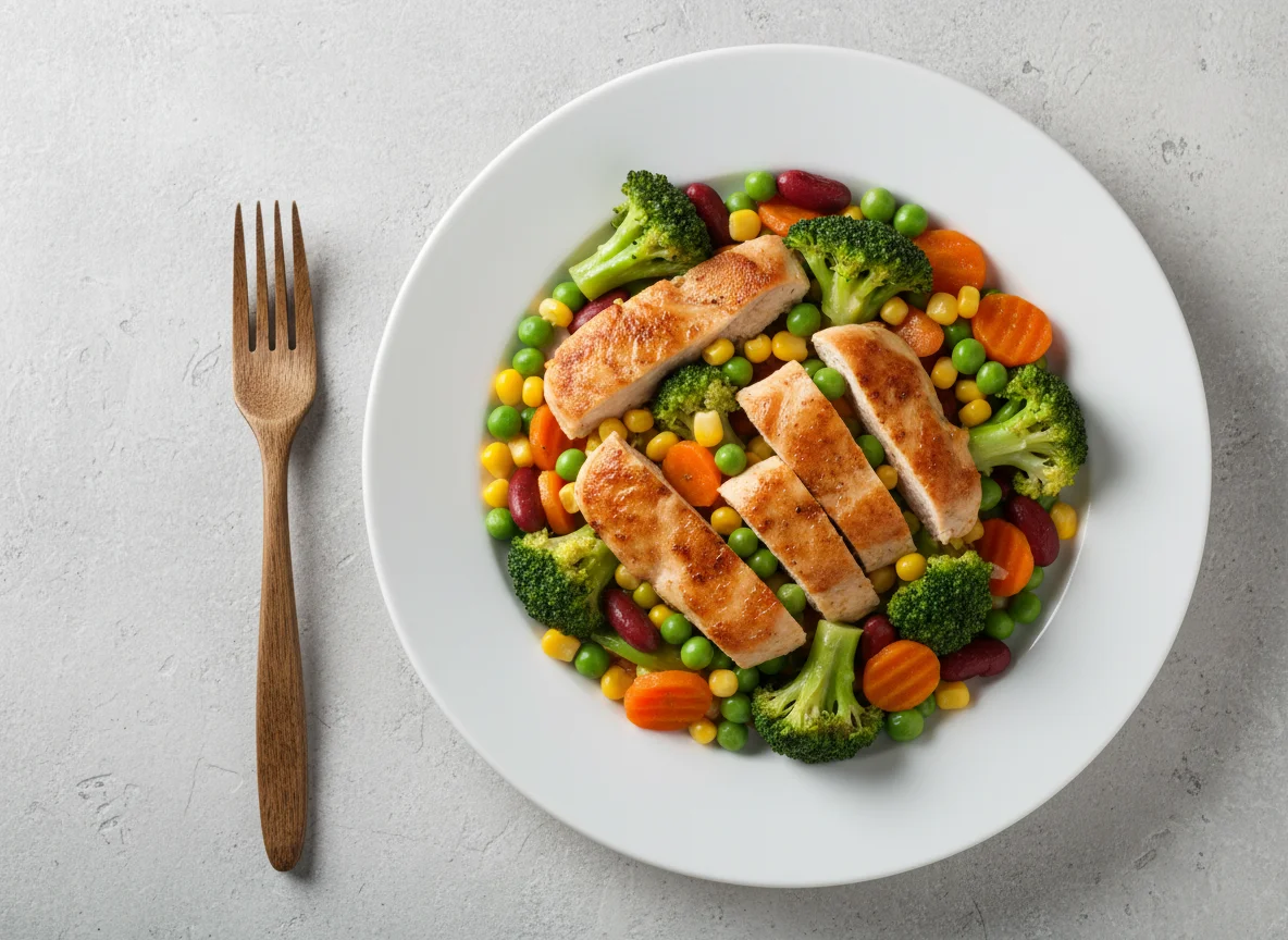 Курица с овощами и брокколи photo