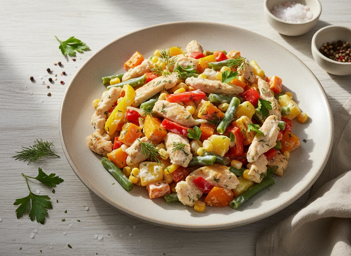 Курица с овощами и картофелем photo