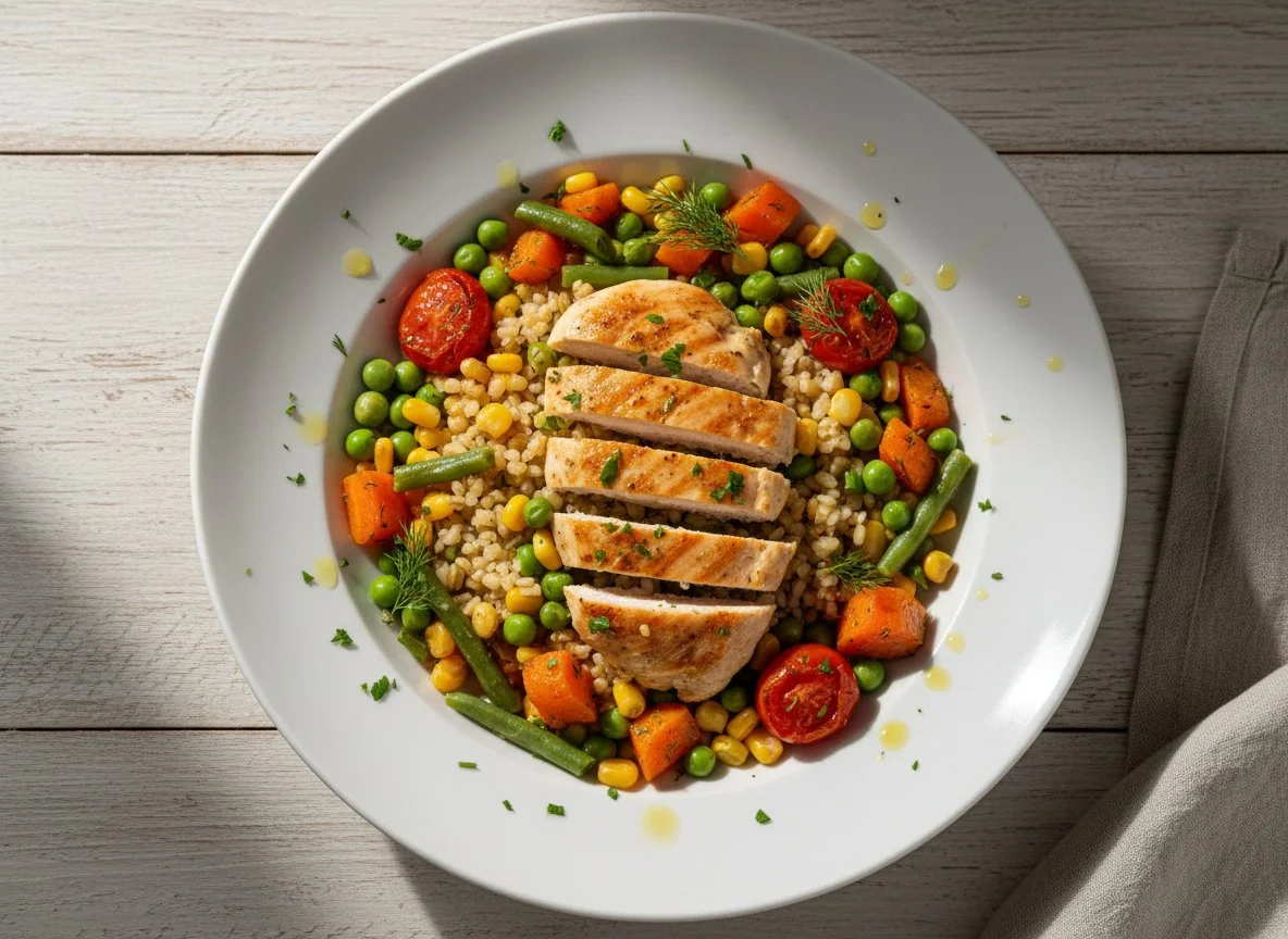 Курица с овощами и крупой photo