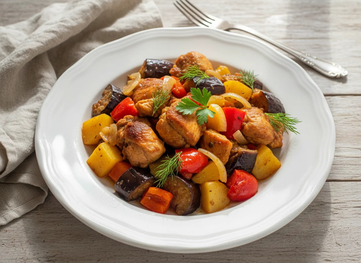 Курица с овощным рагу photo