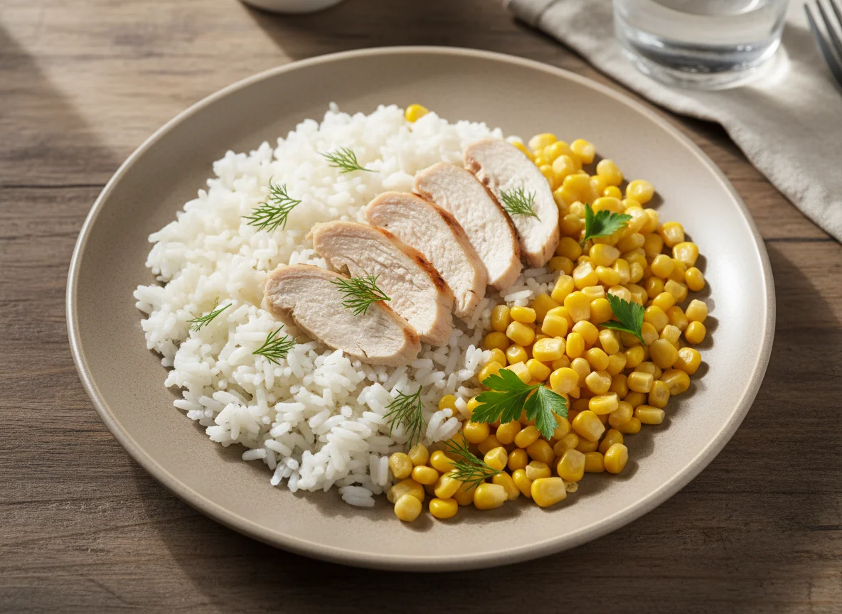 Курица с рисом и кукурузой photo