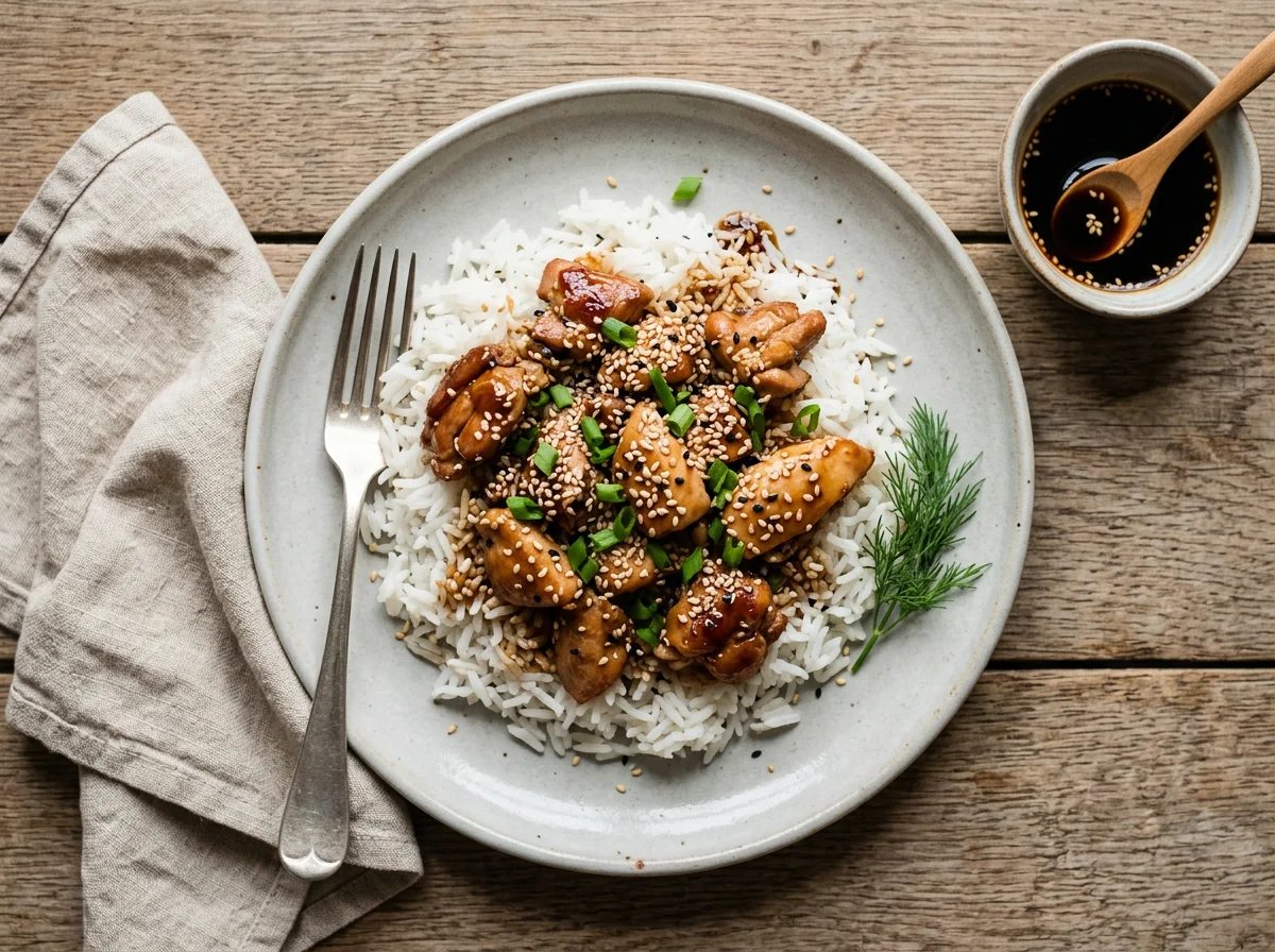 Курица с рисом и кунжутом photo