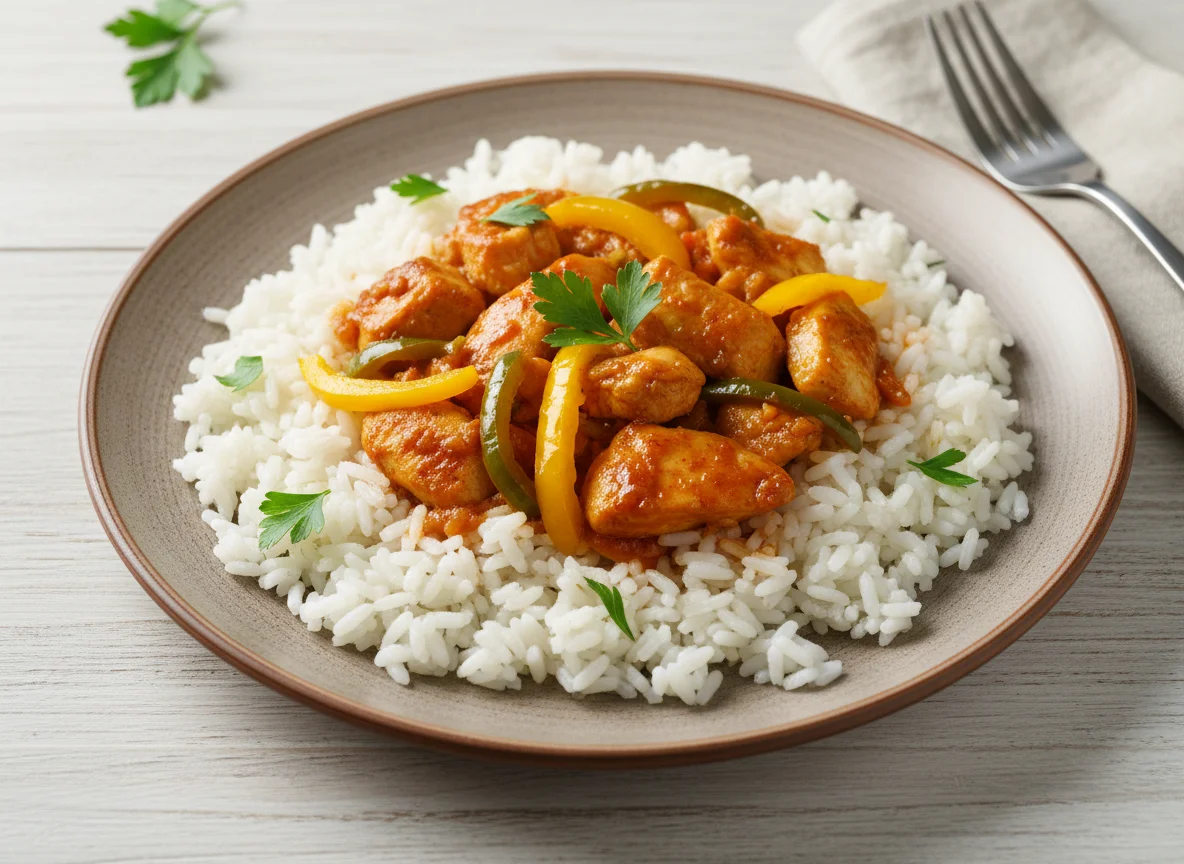 Курица с рисом и перцем photo