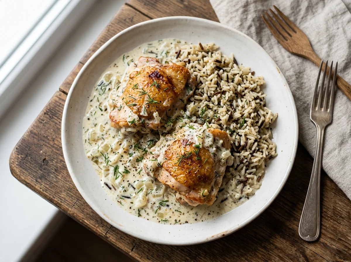 Курица с рисом в сливочном соусе photo