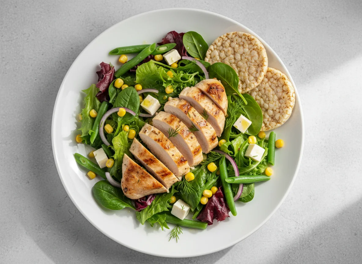 Курица с салатом и кукурузой photo