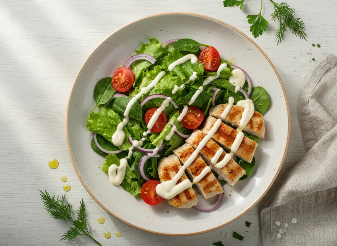 Курица с салатом photo