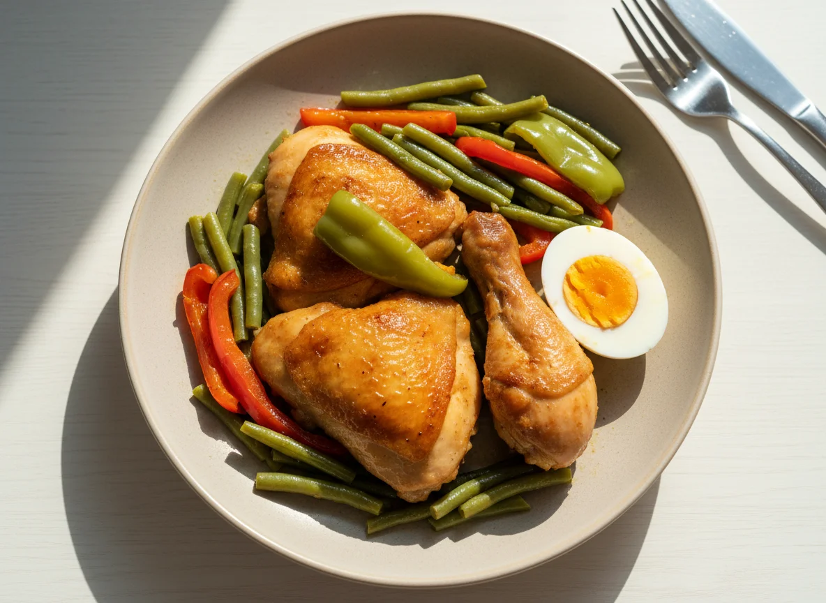 Курица с тушеными овощами photo