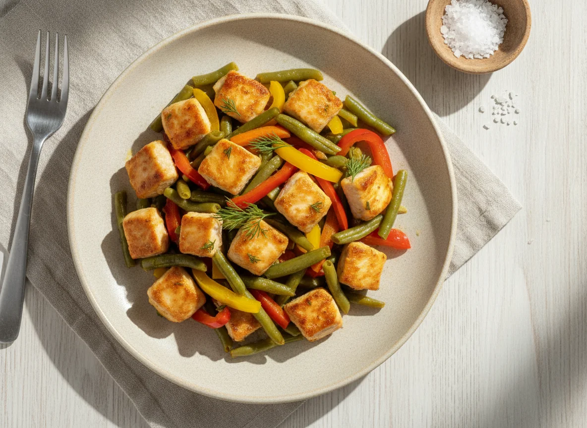 Курица со стручковой фасолью и овощами photo