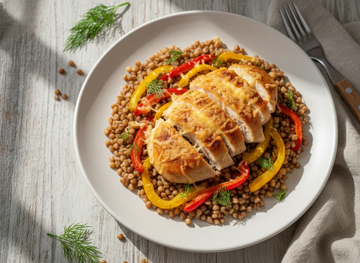 Курица запеченная с гречкой photo