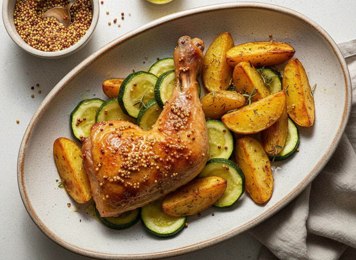 Куриная голень с кабачками и картофелем photo