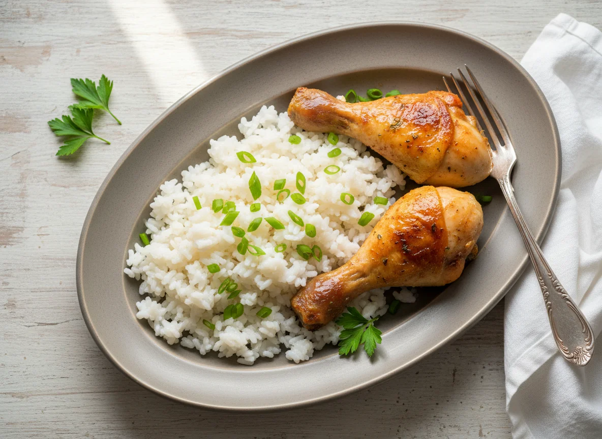 Куриная голень с рисом photo