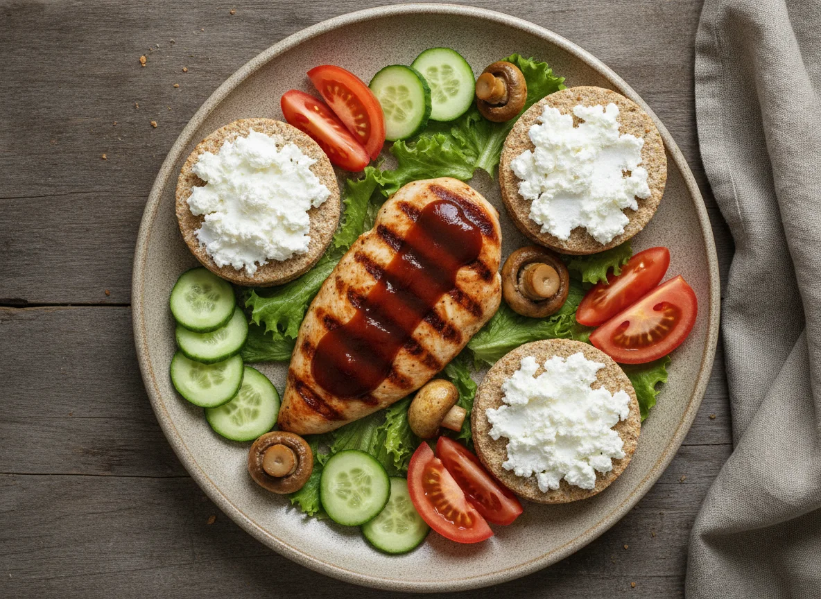 Куриная грудка с овощами и хлебцами photo
