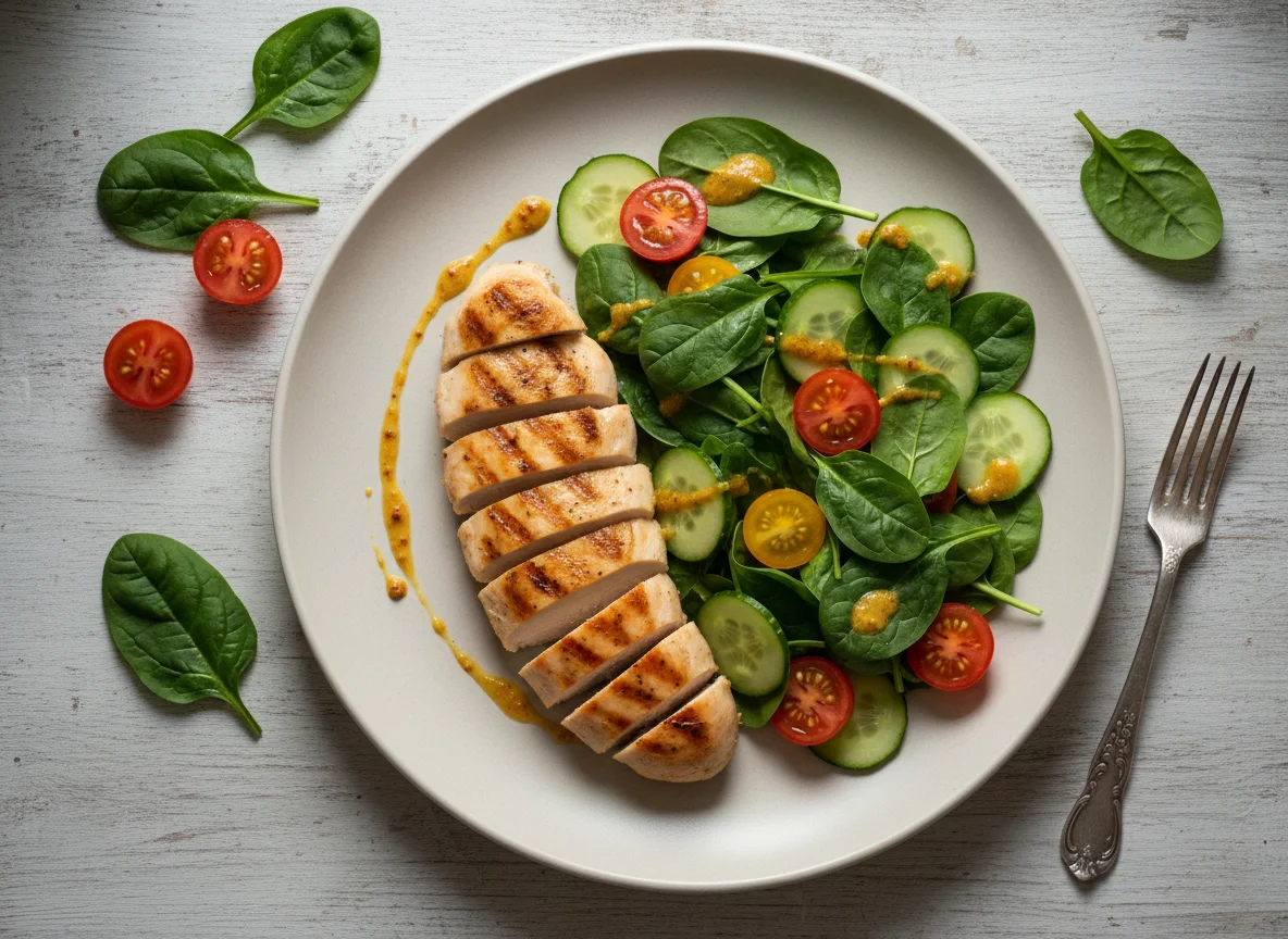 Куриная грудка со шпинатным салатом photo