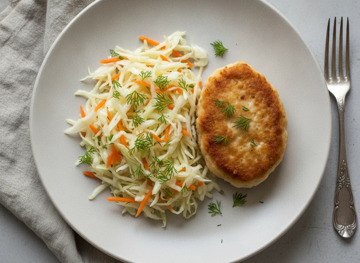 Куриная котлета с витаминным салатом photo
